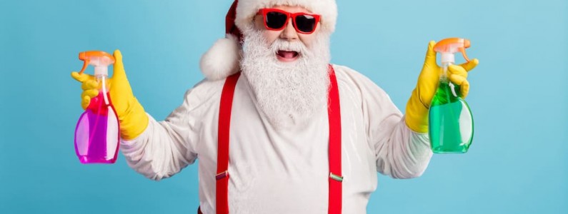 Father Christmas cleaning